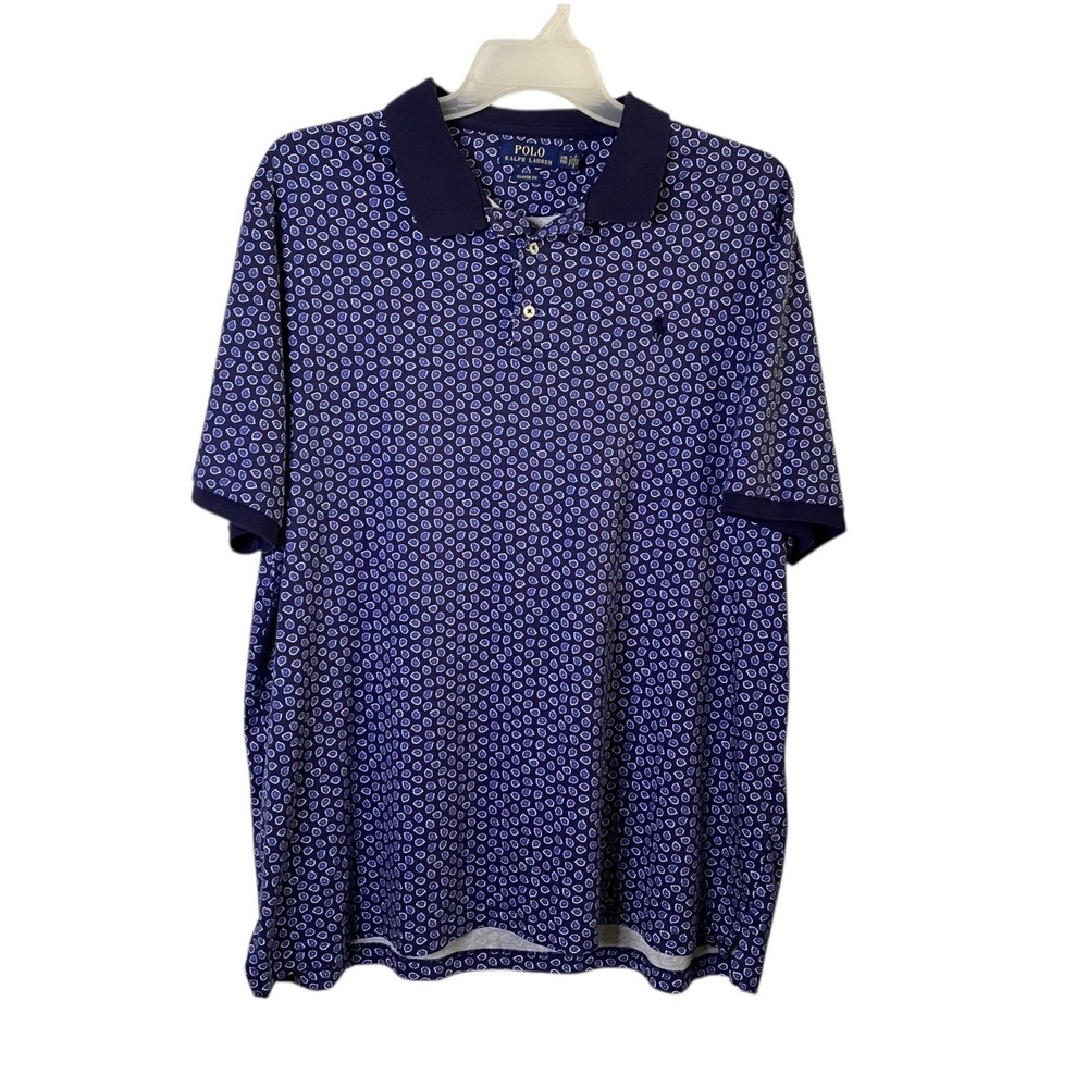 Polo Ralph Lauren Mens XXL Blue Paisley Short Sleeve Classic Fit Polo Shirt